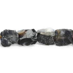 10x9-14x14mm Black Agate Hammer Faceted Square Beads 8 inch 15 piece