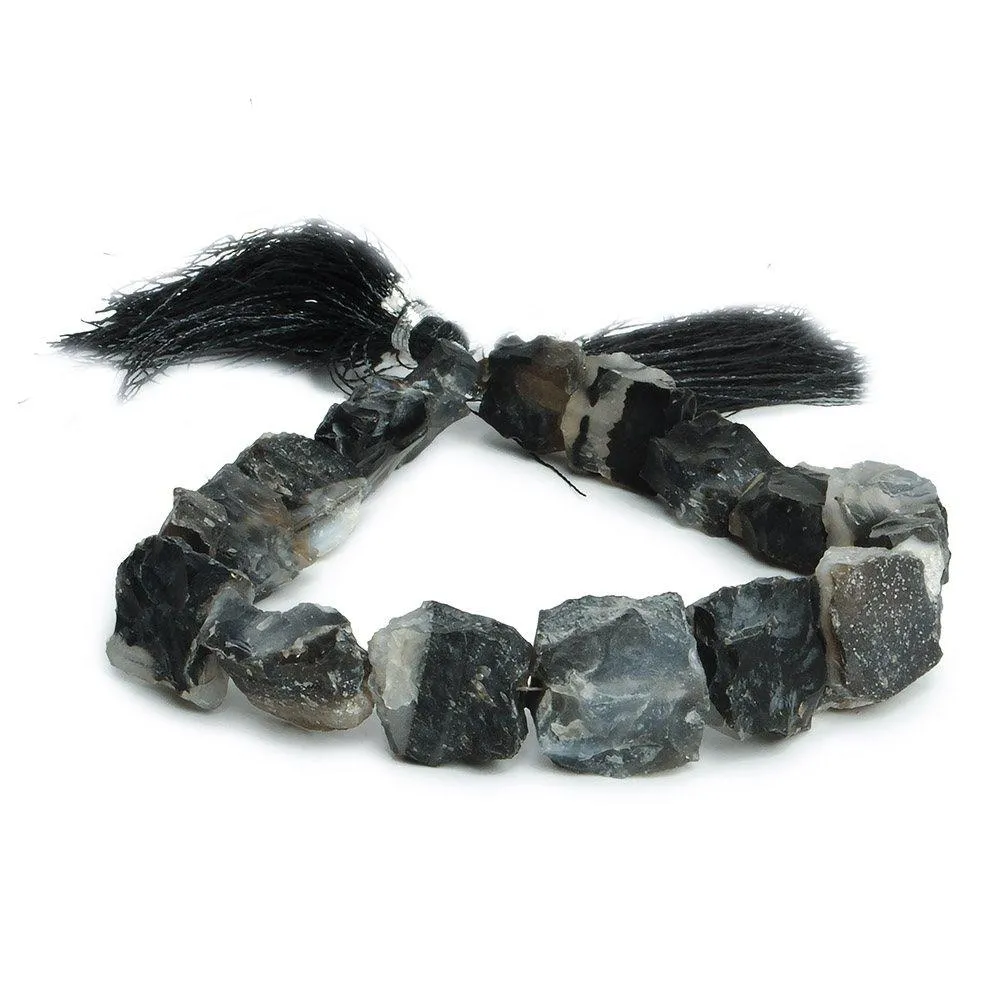 10x9-14x14mm Black Agate Hammer Faceted Square Beads 8 inch 15 piece